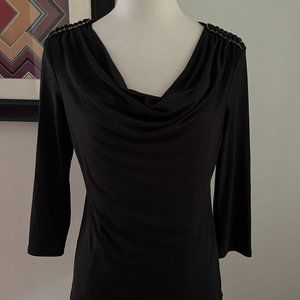 Carmen Black Drape Neck w/Metal Accents Top S